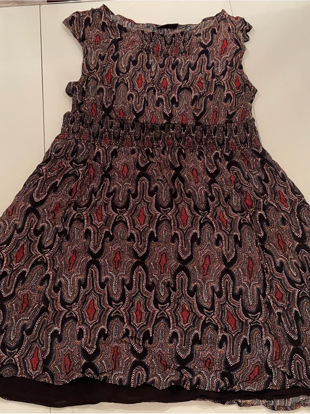 Maeve Black Skater Skirt with Red Paisley Pattern